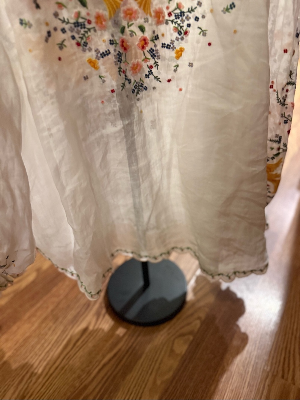 Zimmermann White Embroidered Peasant Blouse with Floral & Bird Motif W/tassels - Picture 10 of 10